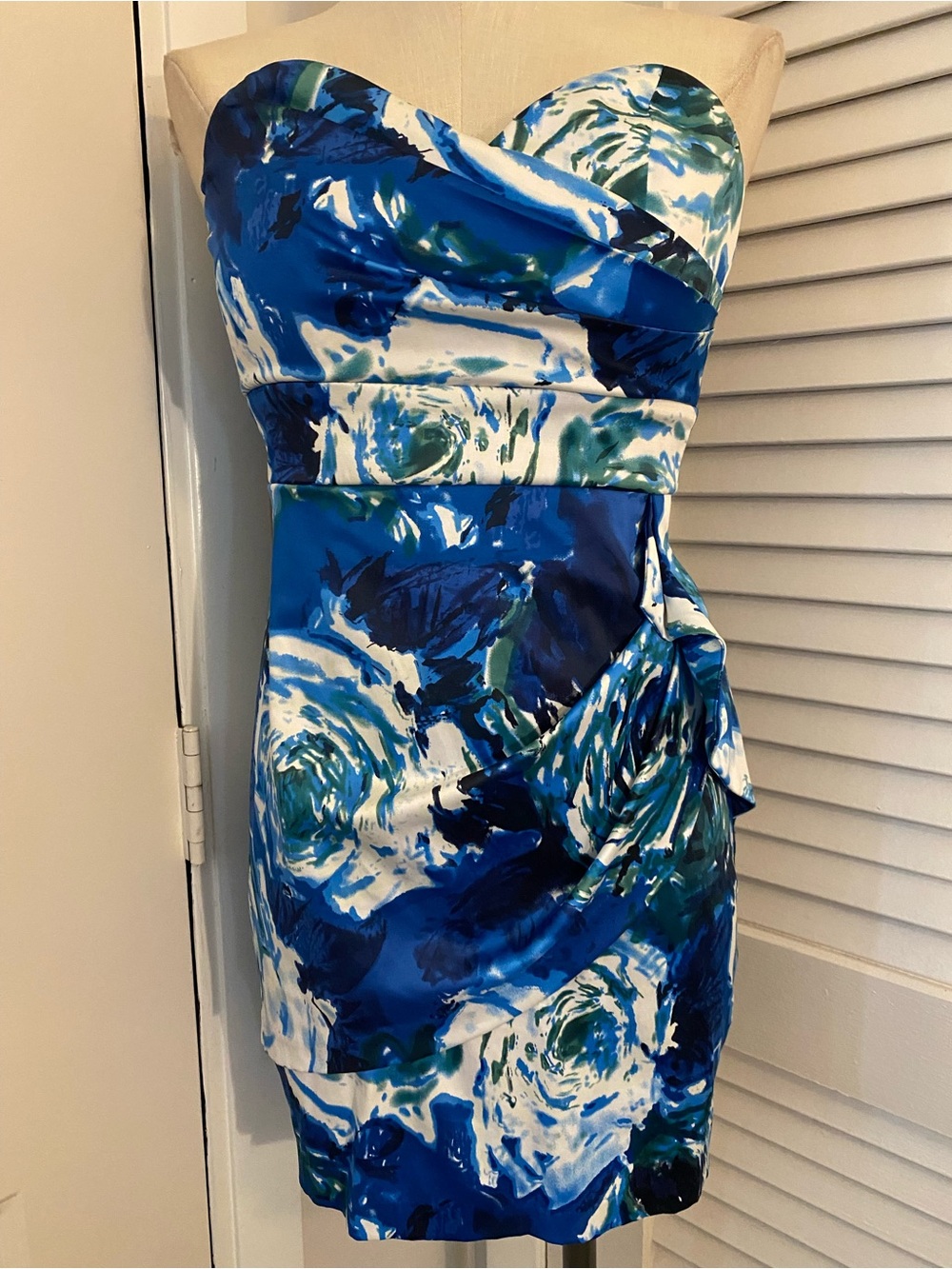 Vintage Y2K/McBling Era Blue Floral “Love Tease” Cocktail Dress- Size 5